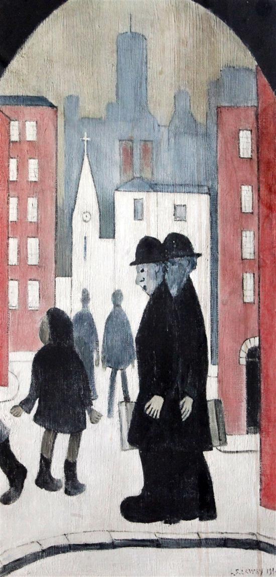§ Lawrence Stephen Lowry (1887-1976) Two Brothers, 25 x 12.5in.